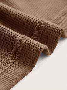 SHEIN ICON 女式無肩帶純色時尚針織上衣 - 棕色 - 查看 4