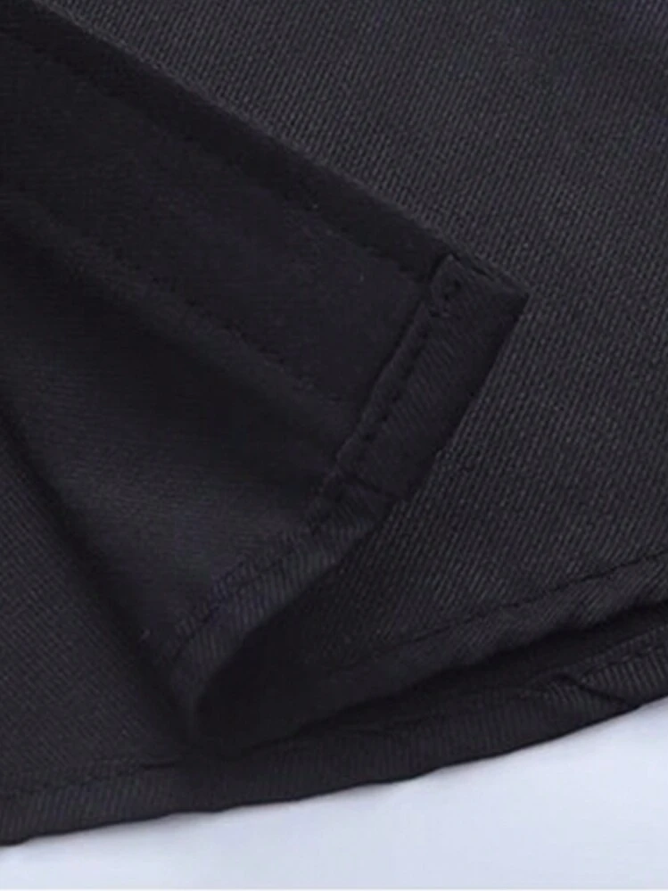 قميص أمامي بأزرار للفتيان المراهقين - الأسود - مشاهدة 5