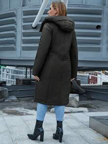 Astrid 大码女式拉链连帽长袖加厚外套，休闲长款，冬季