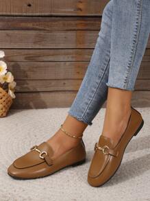 時尚的女士平底鞋 - 棕色 - 查看 1