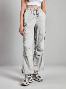 In My Nature Solid Color Drawstring Waist Waterproof Outdoor Cargo Pants