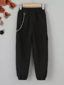 SHEIN Tween Girl 2pcs Chain Detail Cargo Pants