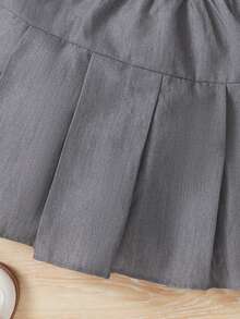 SHEIN 女大童菱形印花假兩件襯衫&百褶半身裙 - 彩色 - 查看 5