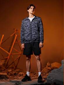 BATMAN X SHEIN 男士1入組滿版印花字母補丁細節夾克 - 黑色 - 查看 3