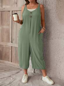 SHEIN LUNE Plus Combinaison Sans Manches À Bouton (Sans Top Bandeau)