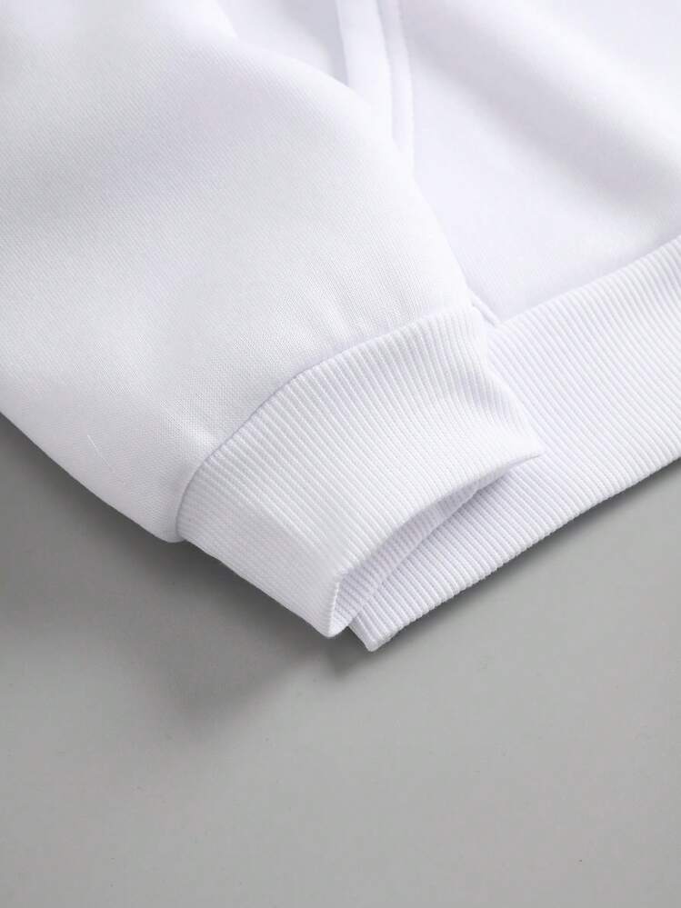 INAWLY Butterfly & Slogan Graphic Kangaroo Pocket Drawstring Thermal Lined Hoodie IN A WORLD WHERE YOU CAN BE ANYTHING BE KIND,Long Sleeve Tops - White - View 4