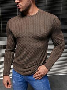 GENTILAND 男士素色圓領T恤 - 摩卡棕 - 查看 4