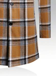 Manfinity Homme Men 1pc Plaid Print Overcoat - Camel - View 4