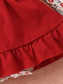 女嬰印花連身背心&荷葉邊背带半身裙