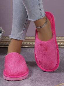1pair Women's Thin Comfortable Slippers For Autumn And Winter - Hot Pink - View 3