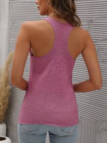 SHEIN LUNE Slogan Graphic Racer Back Tank Top BEING A FUNCTIONAL ADULT EVERY DAY SEEMS A BIT EXCESSIVE - Dusty Pink - View 2
