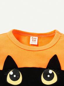 Cozy Pixies Bebé niña Vestido Halloween con estampado de dibujos animados ribete con fruncido