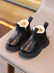 嬰兒靴子,復古風格,多用途短孩子們靴子 - 黑色 - 查看 3