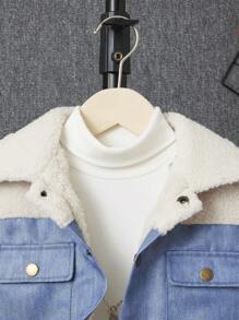 SHEIN Chàng trai trẻ Hai âm Túi có nắp Lót nhiệt Vải to sợi Áo khoác Không có áo len - Nhiều màu - Xem 3