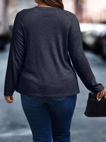 Calvaya 休閒純色大碼T恤 - 藏蓝色 - 查看 2