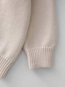 Baby Girl Crochet Heart Raglan Sleeve Sweater - Apricot - View 3