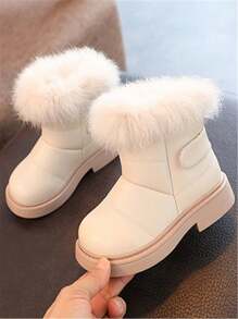 兒童冬季新款時尚、舒適、保暖的平底靴 - 白色 - 查看 2