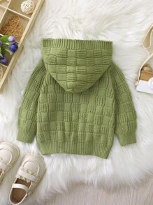 男嬰前紐扣連帽開襟衫 - 綠色 - 查看 2