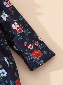 Bebé Jumpsuit con estampado floral ribete con fruncido con lazo delantero con diadema - Multicolor - Ver 5