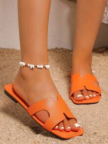 Women's Stylish Outdoor Ventilated Breathable Flat Sandals For Summer - Orange - View 5