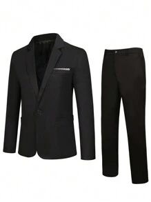 Manfinity Mode Nam Plus Nút đơn Áo vest & Quần tây - màu đen - Xem 1