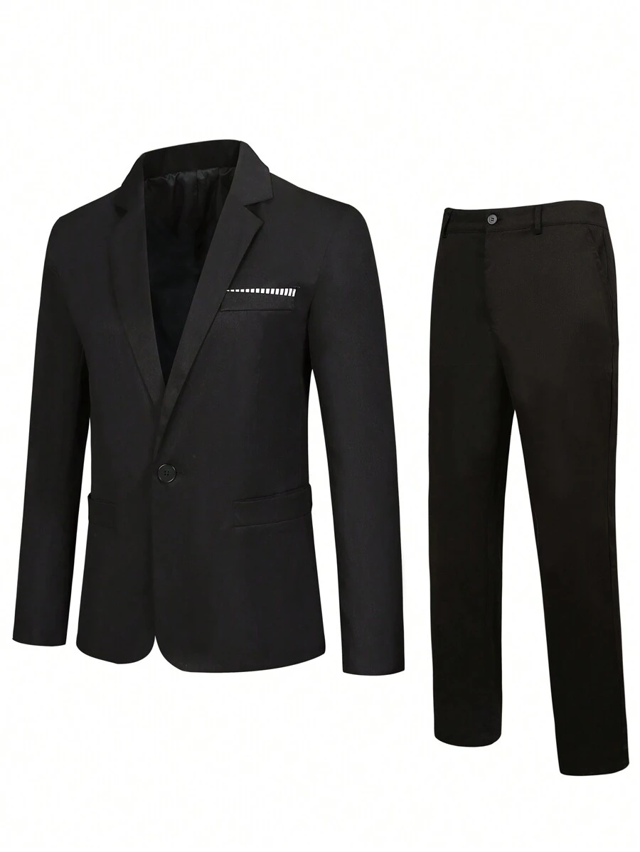 Manfinity Mode Nam Plus Nút đơn Áo vest & Quần tây - màu đen - Xem 1