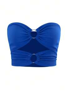 SHEIN Unity Top bandeau con diseño de aro O con abertura - azul real - Ver 1