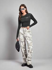 In My Nature Đồ họa Chữ cái Khâu trên cùng Mùa vụ Ngoài trời Áo thun - Màu xám đen - Xem 5