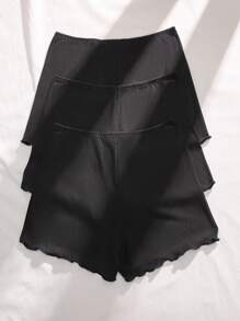 3件纯色生菜边防暴露短裤