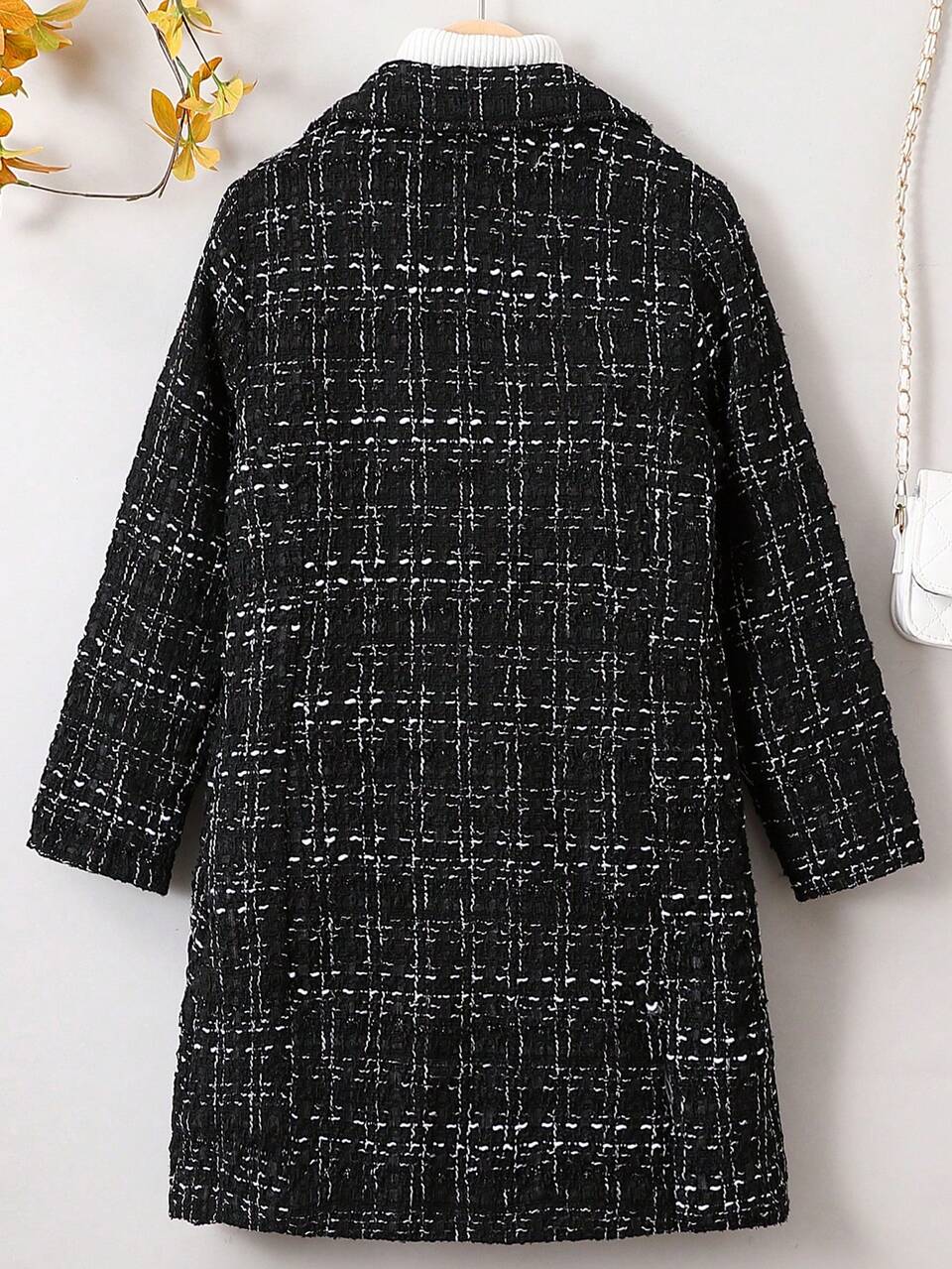 Teen Girl Plaid Pattern Double Breasted Overcoat Autumn Fall