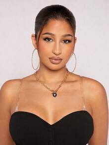 SHEIN SXY 1入組時尚心形墜飾項鍊 - 金色 - 查看 3