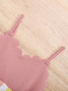 SHEIN Young Girl Colorblock Striped Print Scallop Trim Cami Romper - Dusty Pink - View 4