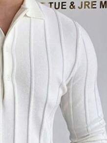 休閒前紐扣純色男士毛衣 - 白色 - 查看 2