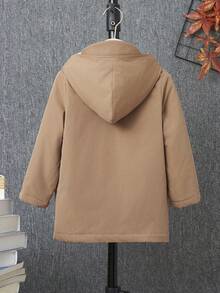 SHEIN 男小童1入組拉鏈細節連帽加絨內裏外套