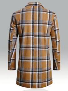 Manfinity Homme Men 1pc Plaid Print Overcoat - Camel - View 2