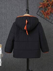 SHEIN 男童拉链撞色连帽棉服外套（不含毛衣）