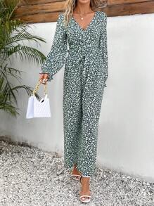 SHEIN Frenchy Ditsy Floral Print Top & Wide Leg Pants - Multicolor - View 6