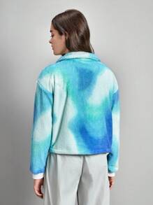 In My Nature Tie Dye Drop Shoulder Zipper Fleece Jacket - Multicolor - View 2