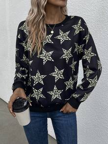 EMERY ROSE 星星印花落肩袖運動衫 - 彩色 - 查看 4