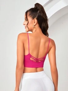 Crisscross Back Sports Bra - Hot Pink - View 4