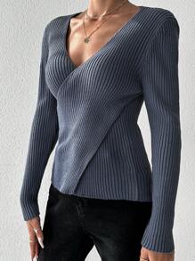 EURMUSE Jersey tejido de canalé cruzado - Azul - Ver 4