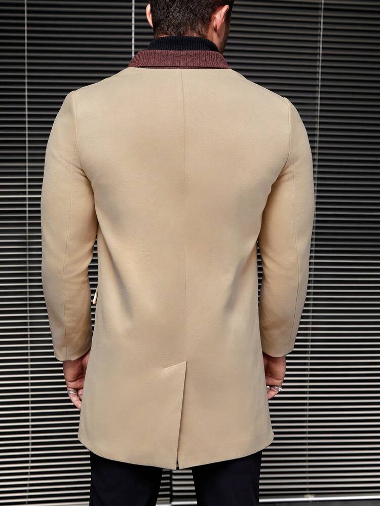 1pc Loose Fit Men Double-Breasted Overcoat