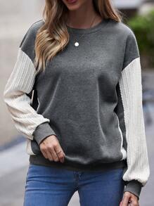 SHEIN LUNE Khối màu Thả vai Áo nỉ - Nhiều màu - Xem 6