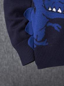 SHEIN Áo len Bé trai Khủng long Dễ thương - Màu xanh hải quân - Xem 4