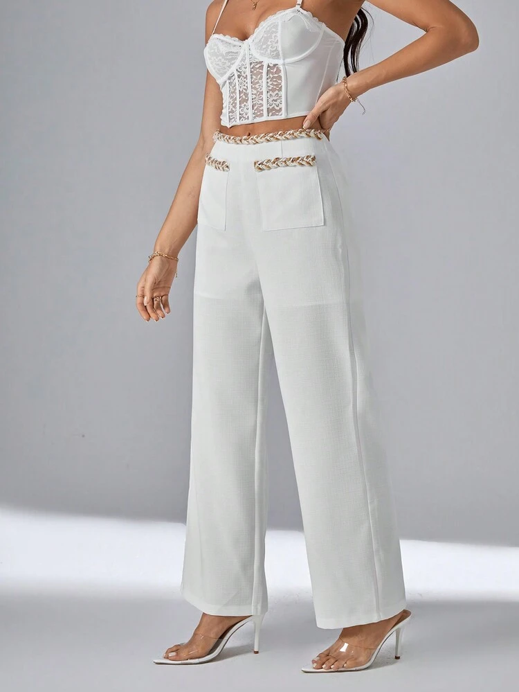 Contrast Trim Dual Pocket Pants