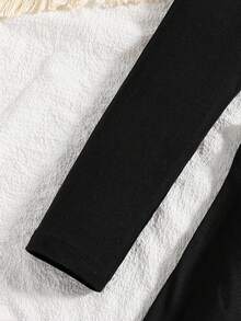 SHEIN Tween Girl Leopard Print Cold Shoulder Cut Out Waist Dress - Black - View 3