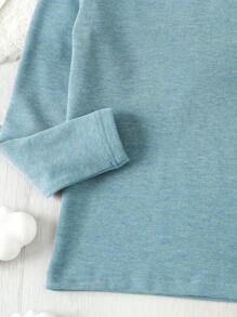 Tween Girl Letter Embroidery Mock Neck Base Tee - White - View 5