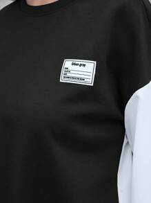 Mulvari Påsydd Detalj Nedhasade aclar 2-i-1 Sweatshirt & Byxor - Svart och Vitt - Visa 5