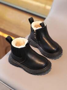 嬰兒靴子,復古風格,多用途短孩子們靴子 - 黑色 - 查看 2