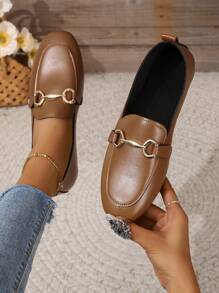 時尚的女士平底鞋 - 棕色 - 查看 3